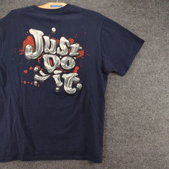 Nike Just Do It T Shirt Size L Blue Melted Metal Pattern Logo - Picture 7 of 13